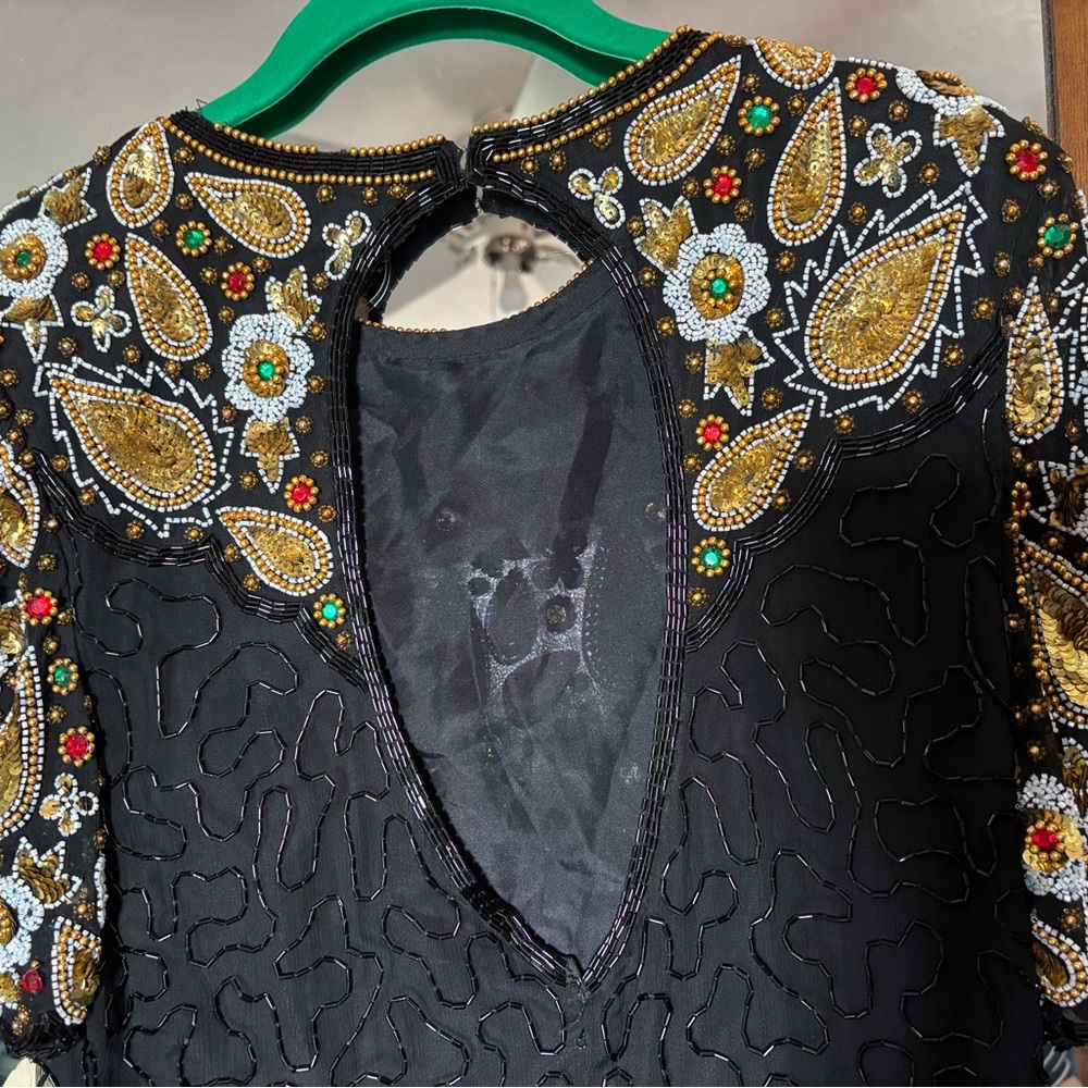 Deadstock vintage Kaufmann’s Dept. store Laurence Kazar Beaded Party Dress NWT - Picture 8 of 9